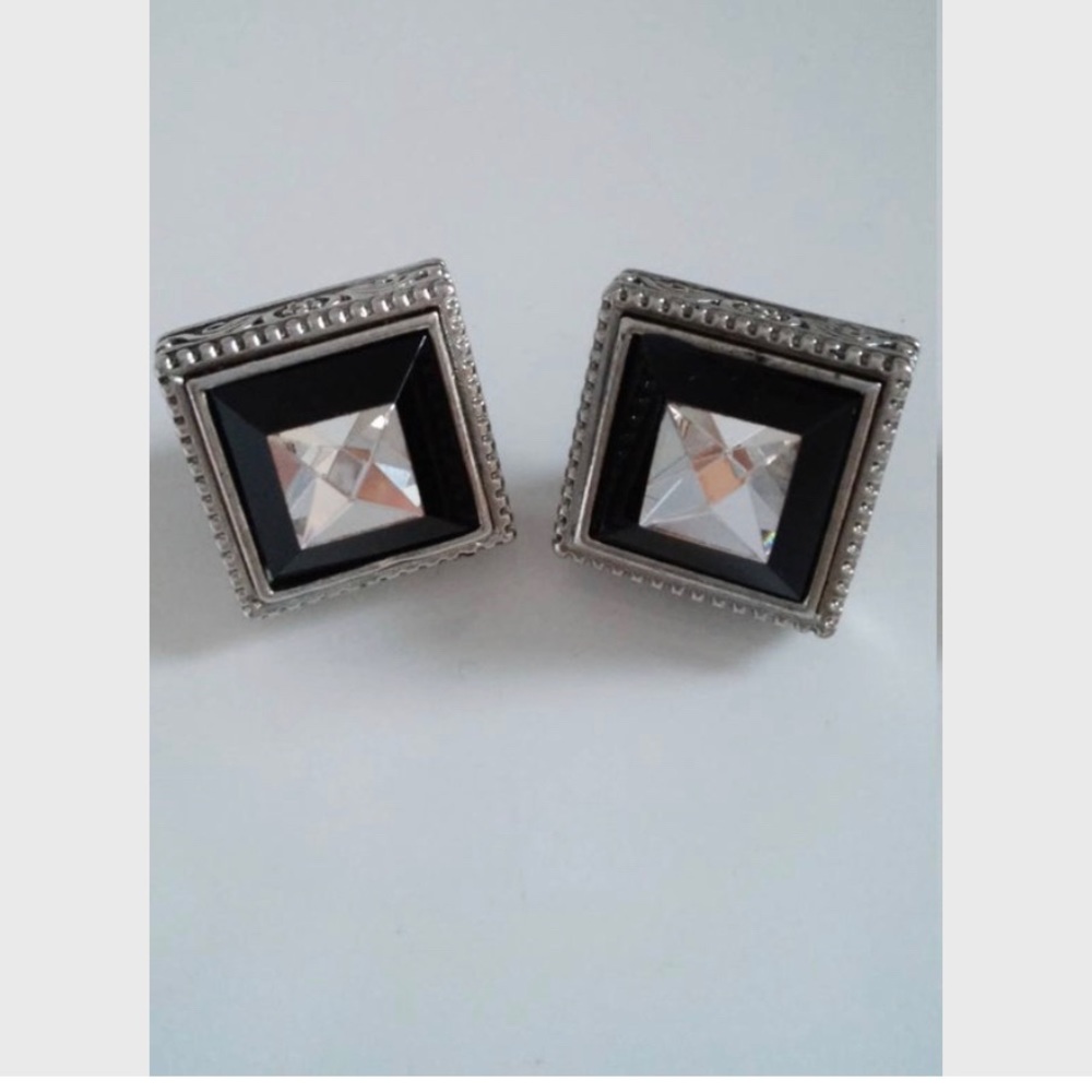 Silver and Crystal vintage post earrings